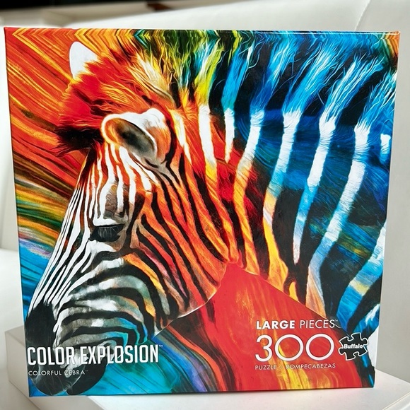 Buffalo Games 300-Piece Color Explosion Colorful Zebra Jigsaw Puzzle - Picture 2 of 5